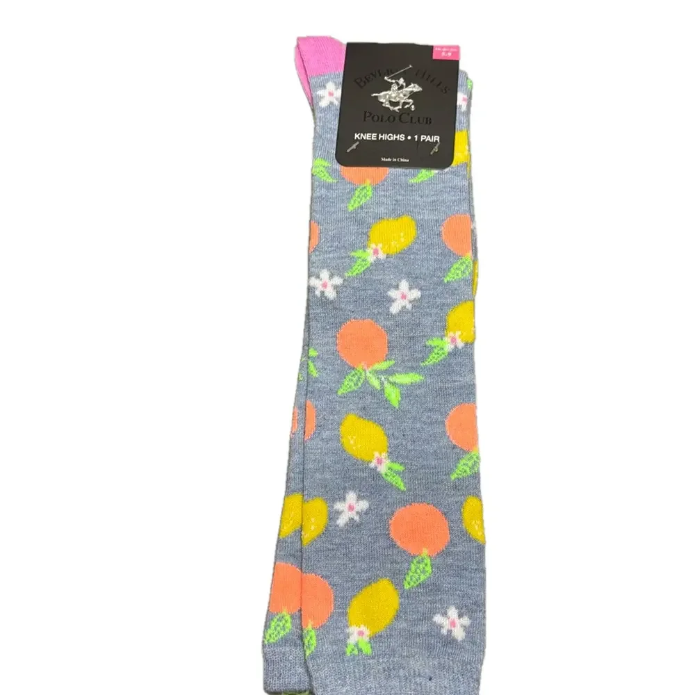 Beverly Hills Polo Club Knee-High Mixed Tropical Fruit Socks NWT